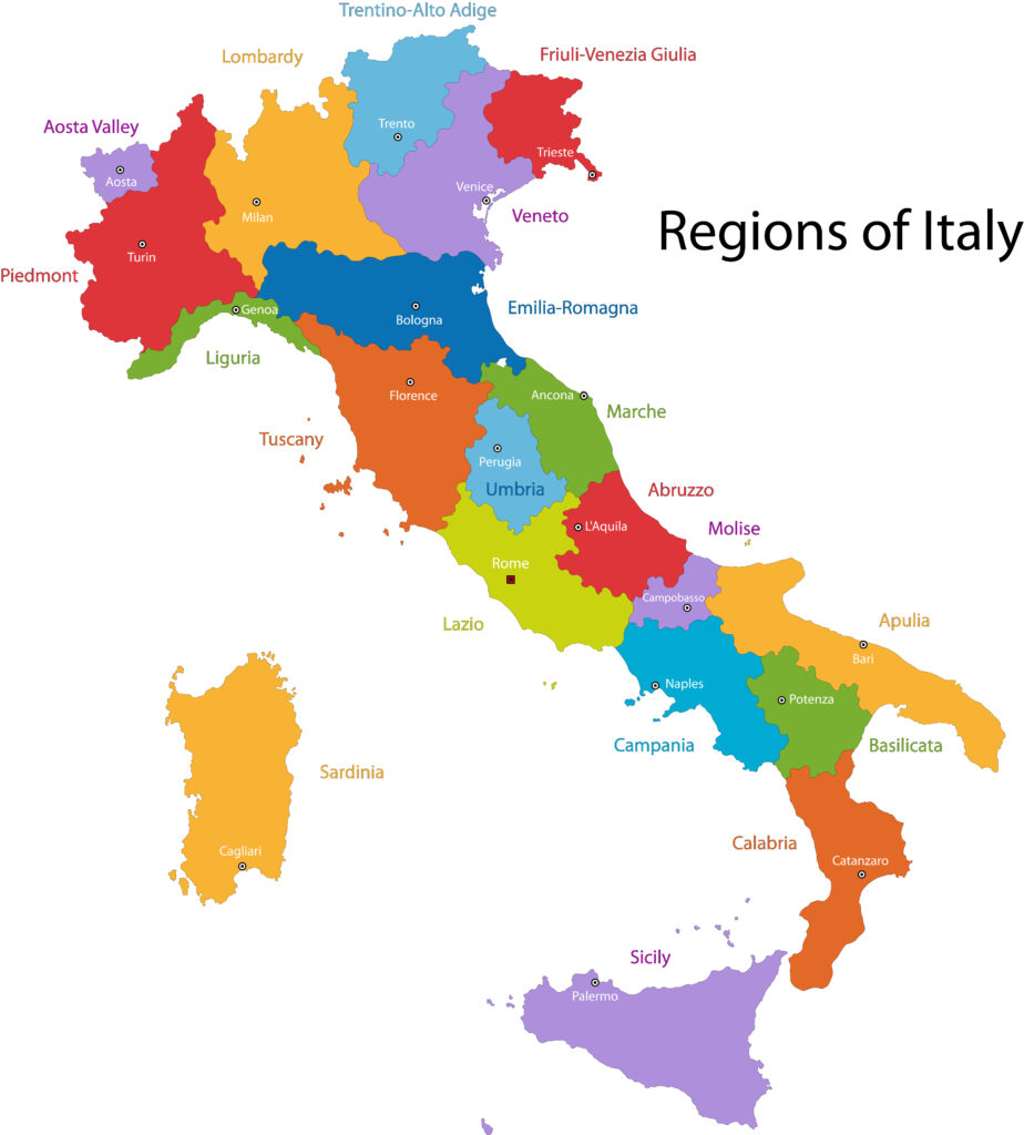 Map of the Regions of Italy