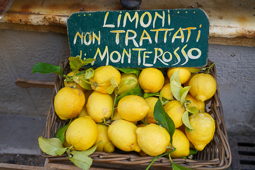Basket of Lemons in Monterosso Cinque Terre, Italy