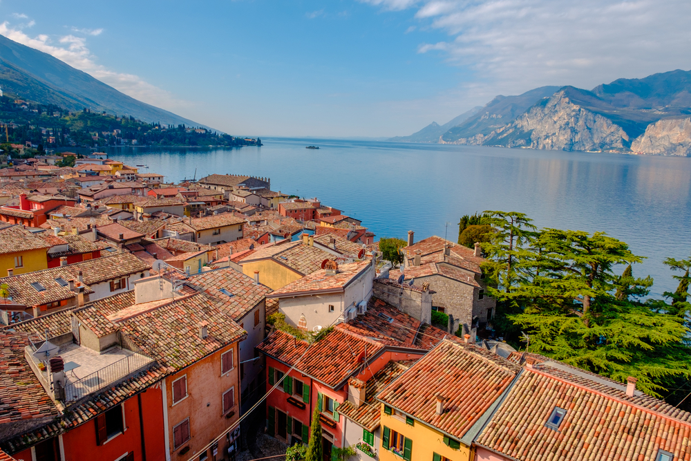 View of Malcesine and Lake Garda Italy