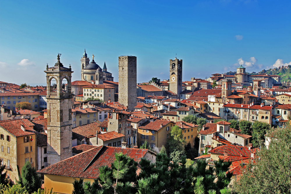 Bergamo Italy view of the upper town