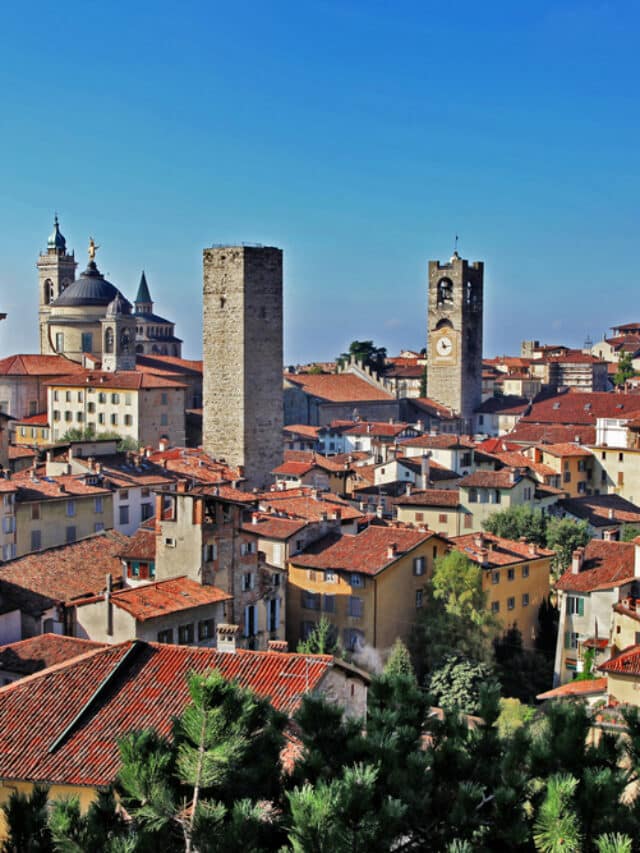 Bergamo Italy view of the upper town