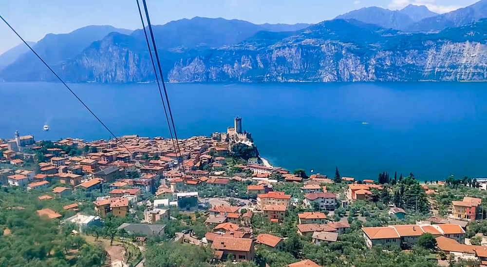 Riding the cable car down from Mount Baldo to Malcesine Lake Garda Veneto