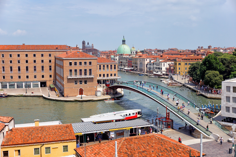 View of the entrance to the city of Venice, Ponte della Costituzione,  Italy