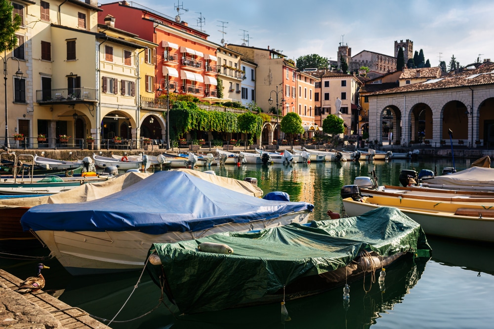 Amazing view of Desenzano del Garda, Brescia, Italy. Beautiful sunny day.