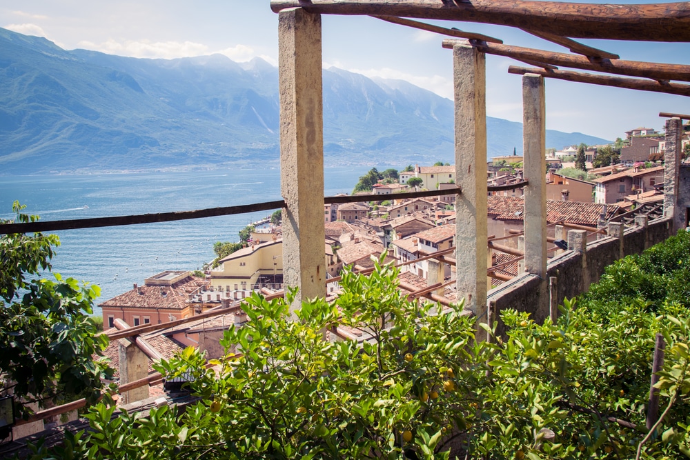 Old lemon house in Limone sul Garda, lake Garda, Lombardy Italy.