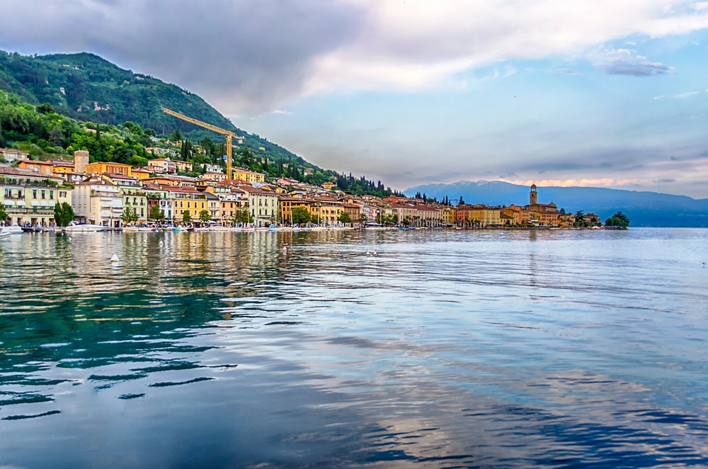 Lake Garda with small village of Salo on the left