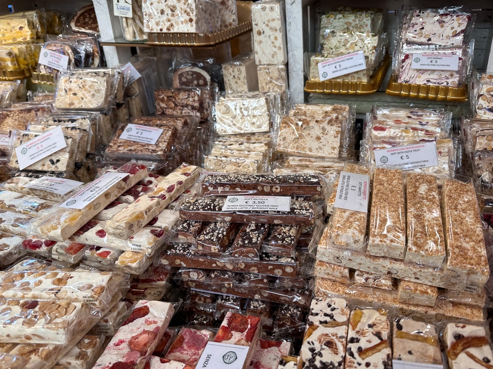 Torrone candy at a market in Milan Lombardy 