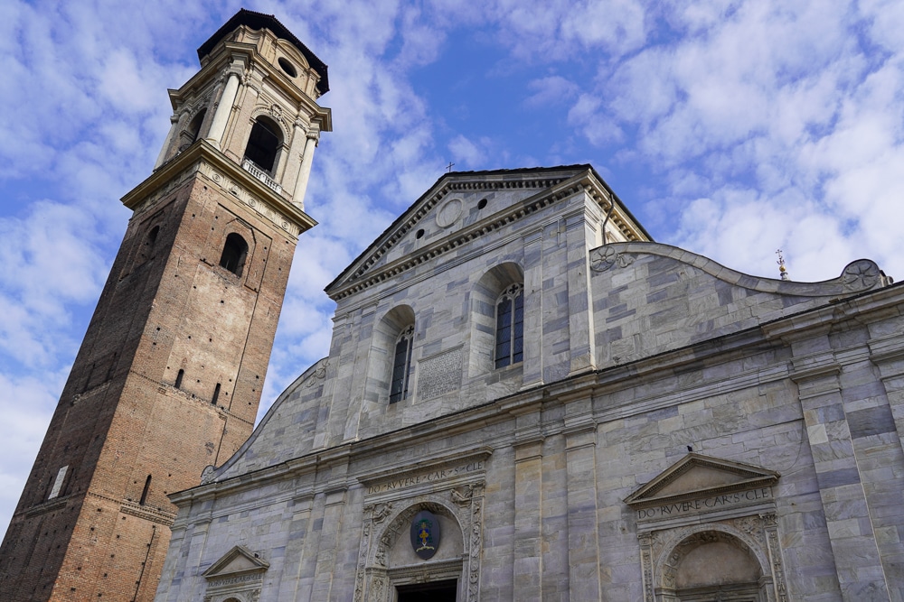 Facade and bell tower of the Turin Cathedral