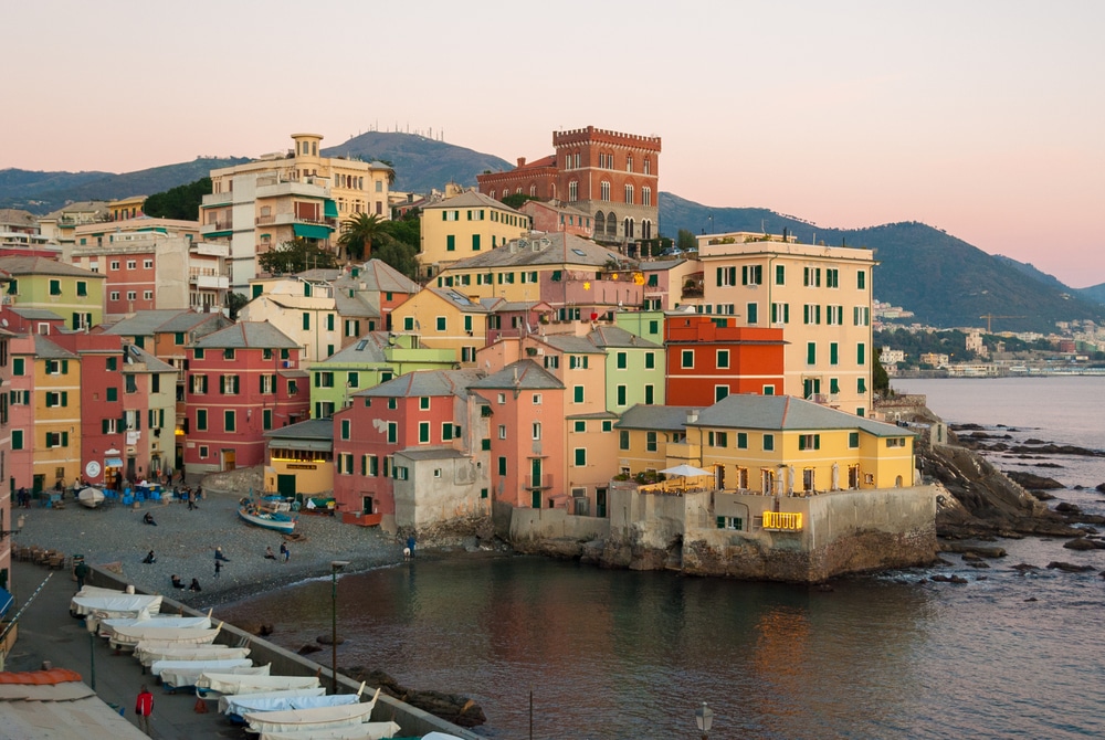 Boccadasse, a small sea district of Genoa, during the twilight