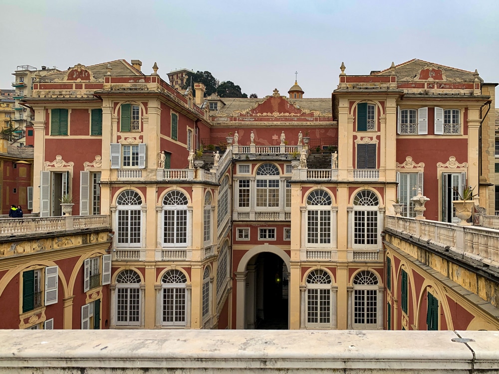 Genoa Italy View of the Royal Palace rear facade from the palace's terrace