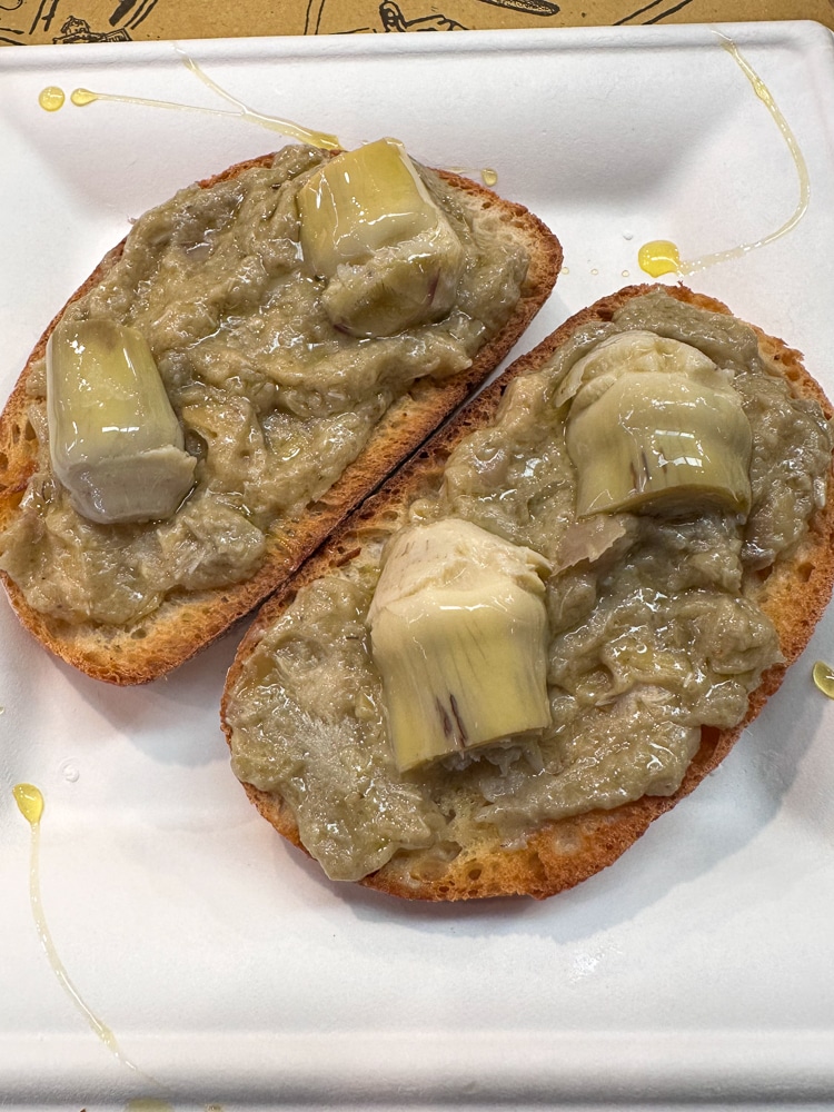 Artichoke bruschetta in Modena Emilia Romagna