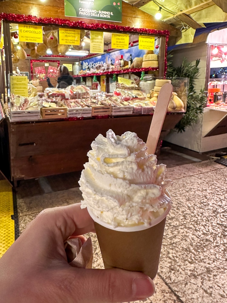 a whipped cream drink at the verona ital christmas market