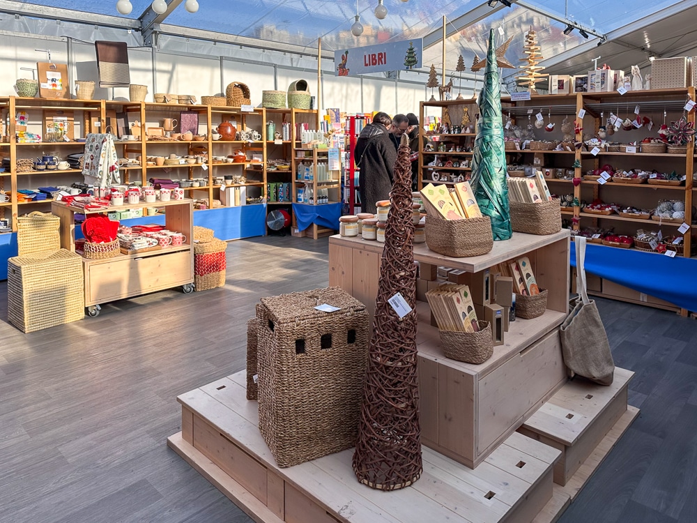 Christmas shopping in Milan at an indoor Christmas market