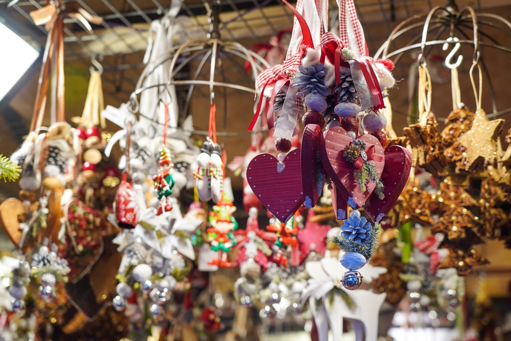 Christmas in Milan ornaments at a christmas market