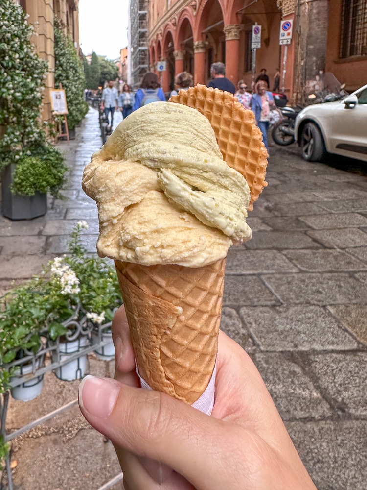 Gelato cone in Bologna Italy