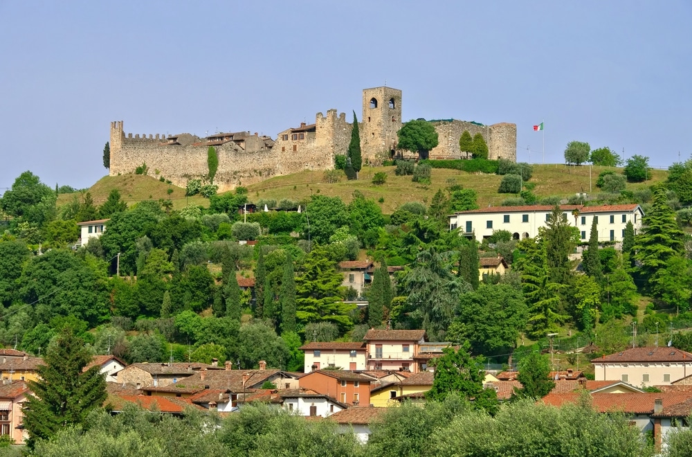 Padenghe sul Garda with a castle on a hilltop