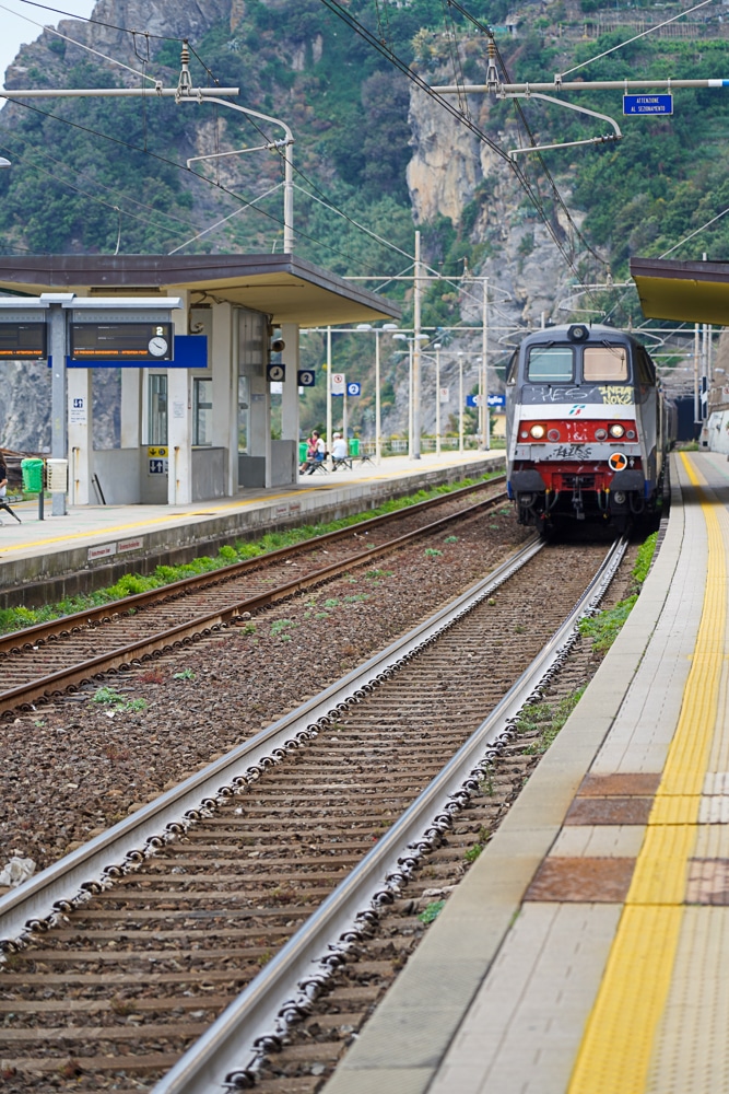 train arriving at a train station