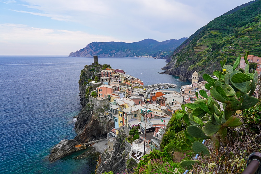 overlooking vernazza in the Cinque terre from the hiking trail above