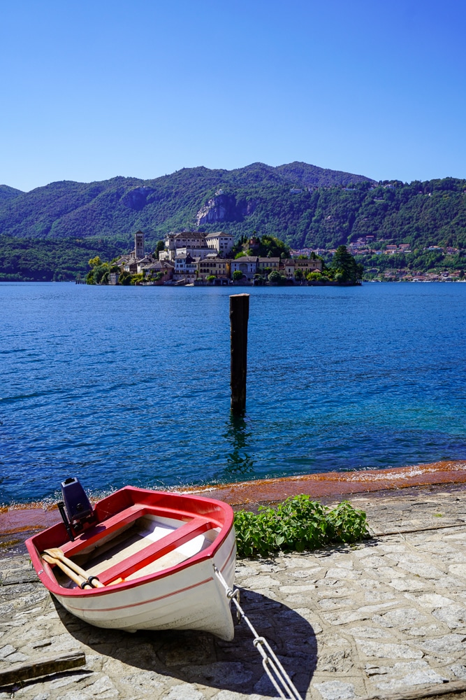 along the lakeshore of Lake Orta in northern Italy