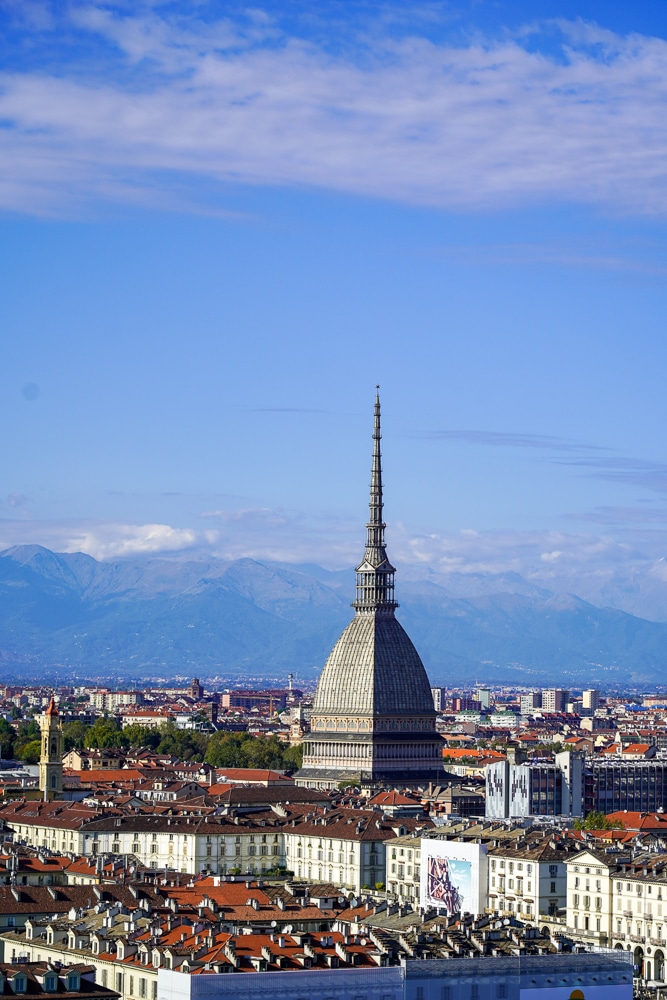 Turin in northern Italy with the alps in the background