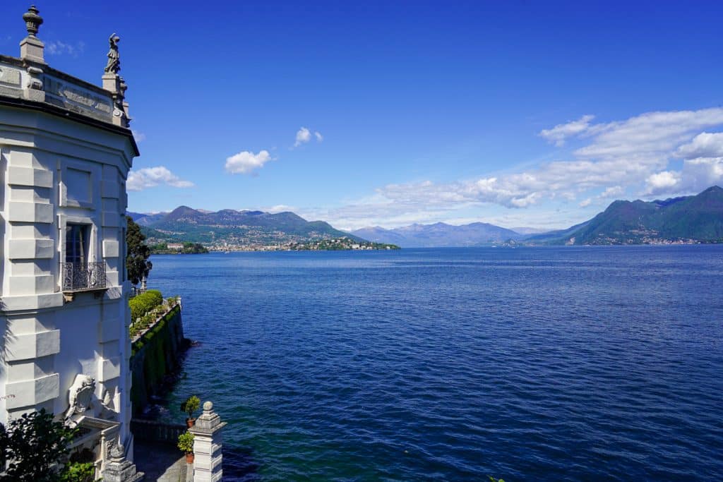Lake Maggiore view with mountains in the distance