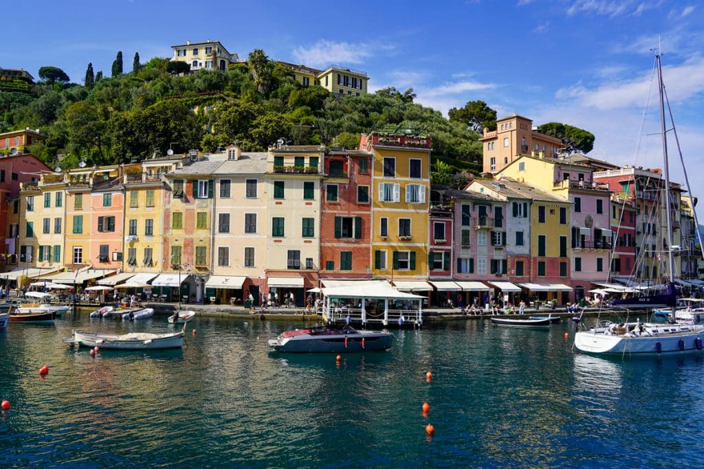 colorful buildings in a harbor - Portofino Italy