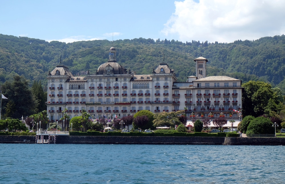 view of the Grand Hotel in Stresa Italy from Lake Maggiore