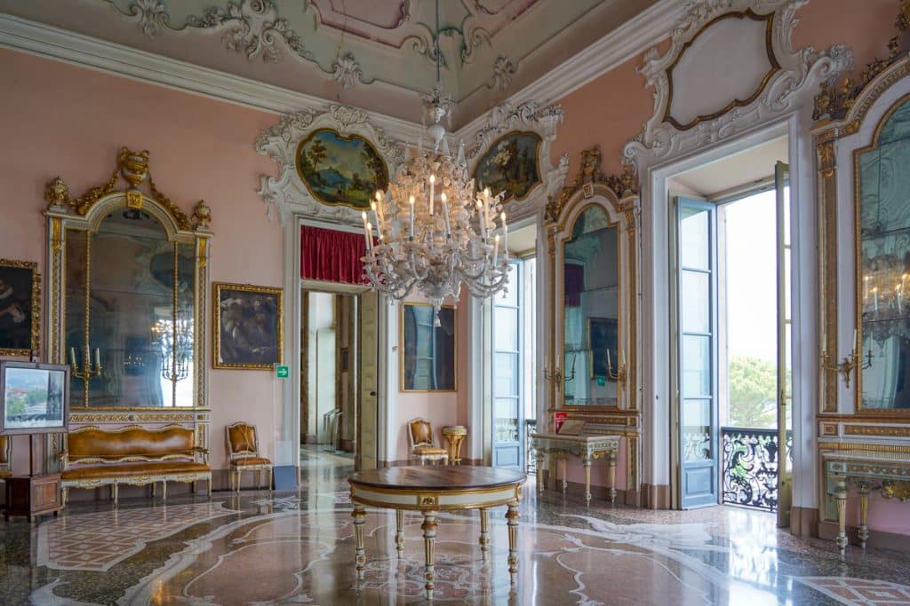 opulent room in a baroque palace on Isola Bella Lago Maggiore