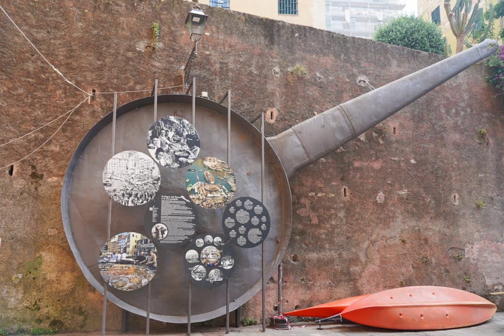 the giant frying pan in Camogli, a symbol of their annual fish festival